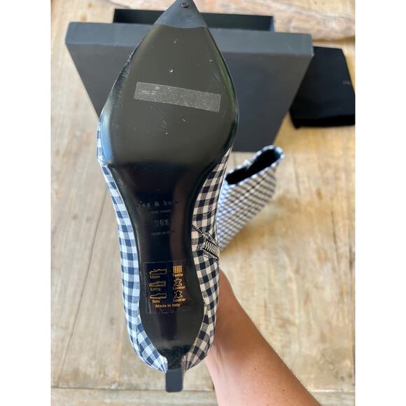 RAG & BONE Gingham Beha Boots - NIB - Size 38 1/2 - Navy/White - Picture 4 of 5